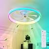 RGB Ceiling Fan LED Ceiling Fans with Lights and Remote,Dimmable Bladeless Ceiling Fans with Lamps Timing 3 Speeds Modern Fan Lights Ceiling for Bedroom Living Room RGB [Energy Class E]