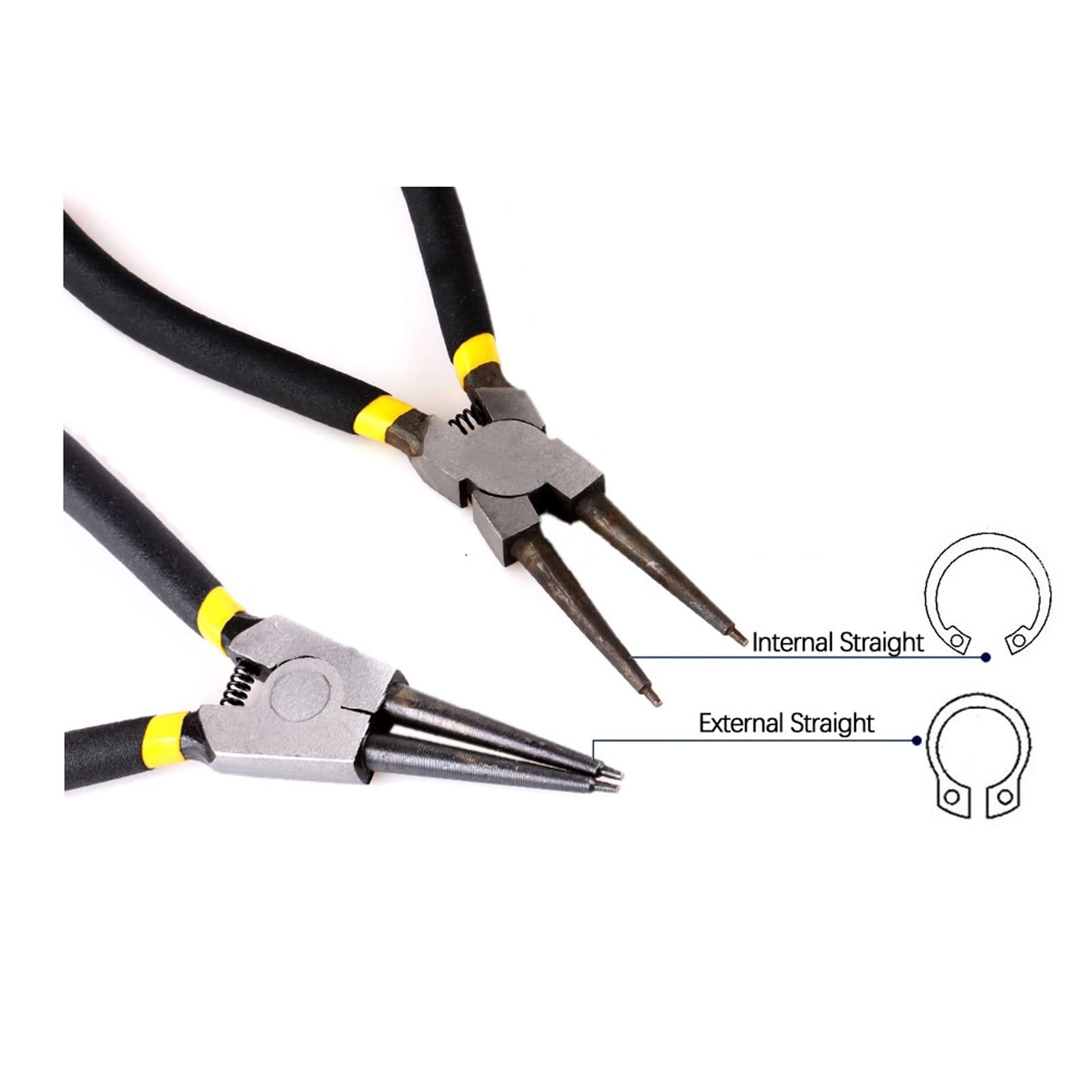 JINGYAN Alicates universales Circlip Pliers Internal External Curved Straight Tip Multipurpose Hand Tool