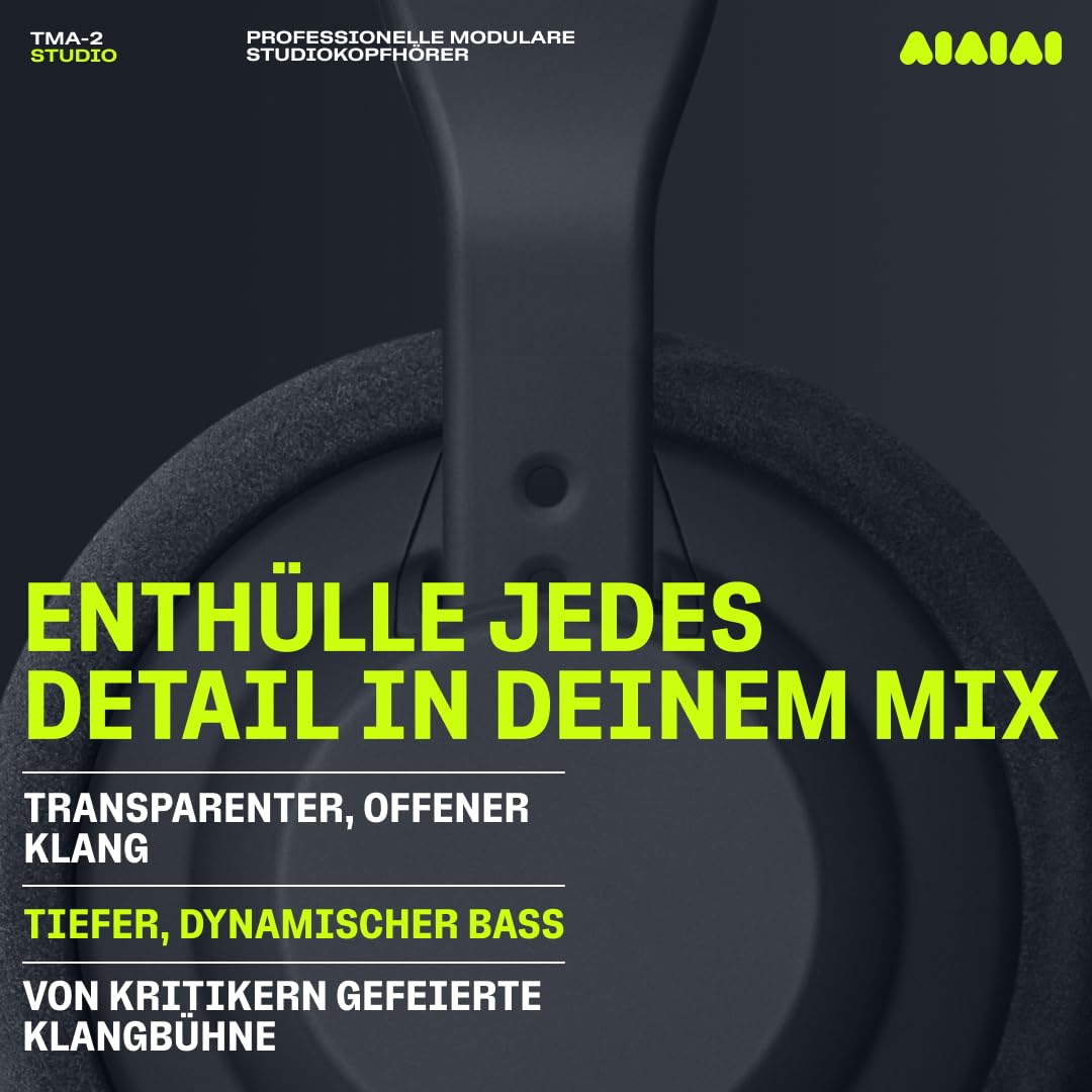 AIAIAI TMA-2 Studio – Professionelle Studio-Kopfhörer mit äußerst detailliertem Klang, Over-Ear-Ohrpolstern aus Alcantara und modularer Bauweise mit leicht austauschbaren Komponenten