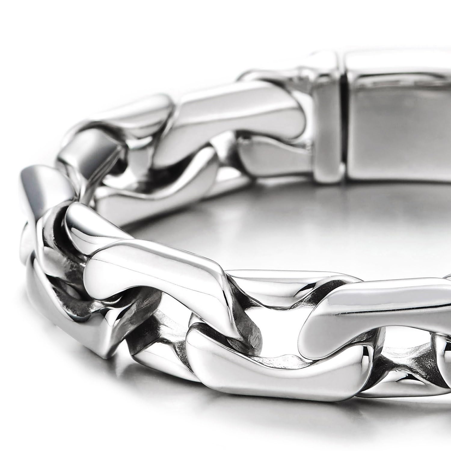 COOLSTEELANDBEYOND Bracciale Uomo in Acciaio Lucido, Marinara Catena Spessa Moderna, Bracciale Minimalista e Robusto
