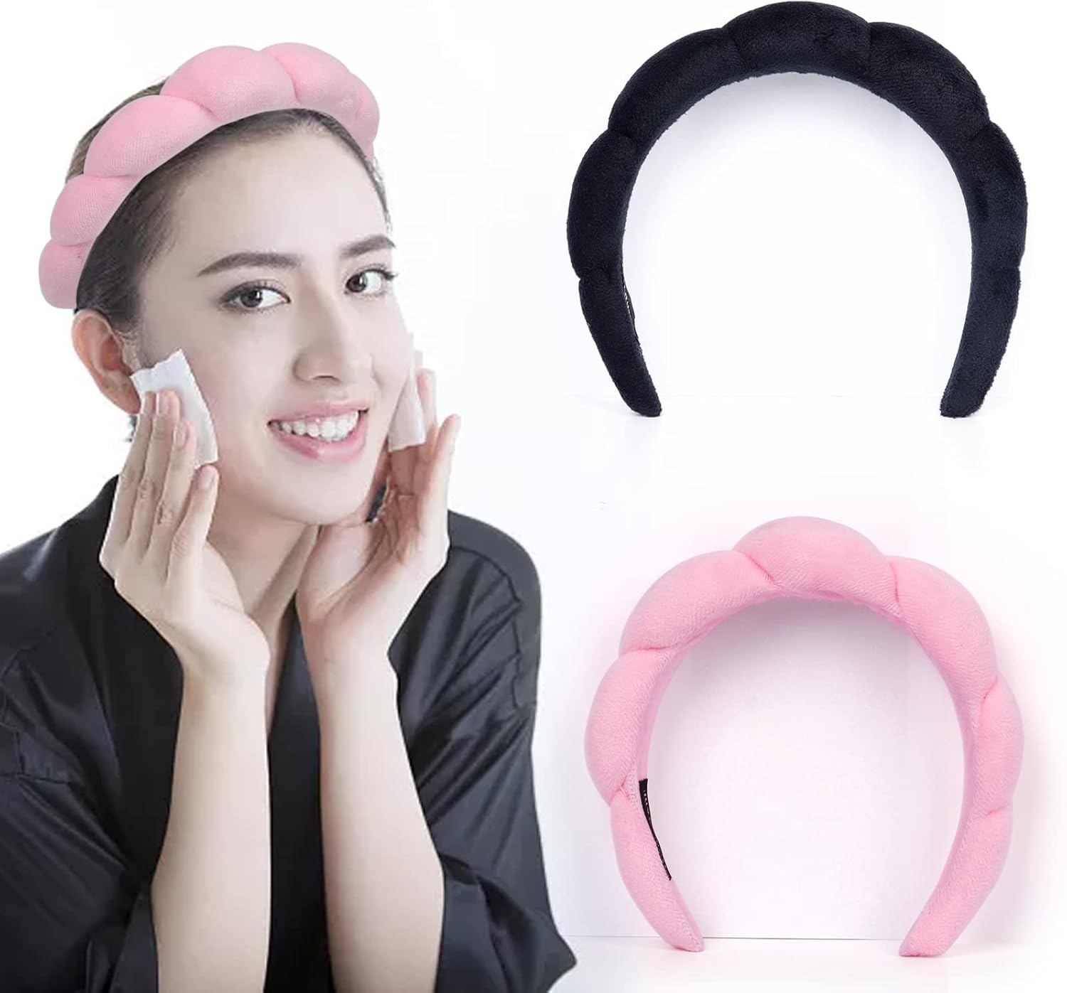 2PCS Spa Headband for Women, Puffy Makeup Headband, Washing Face