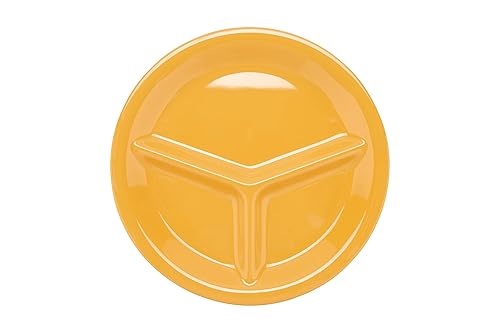 Miniatura 3 de G.E.T. CP-10-TY-EC - Platos de melamina amarilla de 10.25 pulgadas, 3 compartimentos, resistentes a roturas y sin BPA, para vajilla interior y