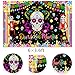 Day of The Death Backdrop Decoration,Dia De Los Muertos Party Supplies Mexican Sugar Skull Photography Background Banner for Mexican Fiesta Decoration-6X3.6ft