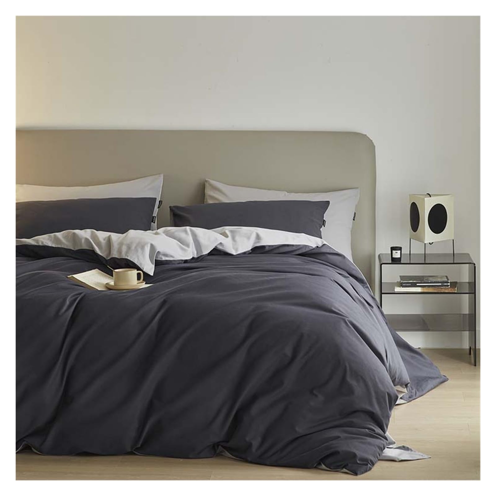 Housse de couette 100% coton lavé haut de gamme pour lit double 200x200