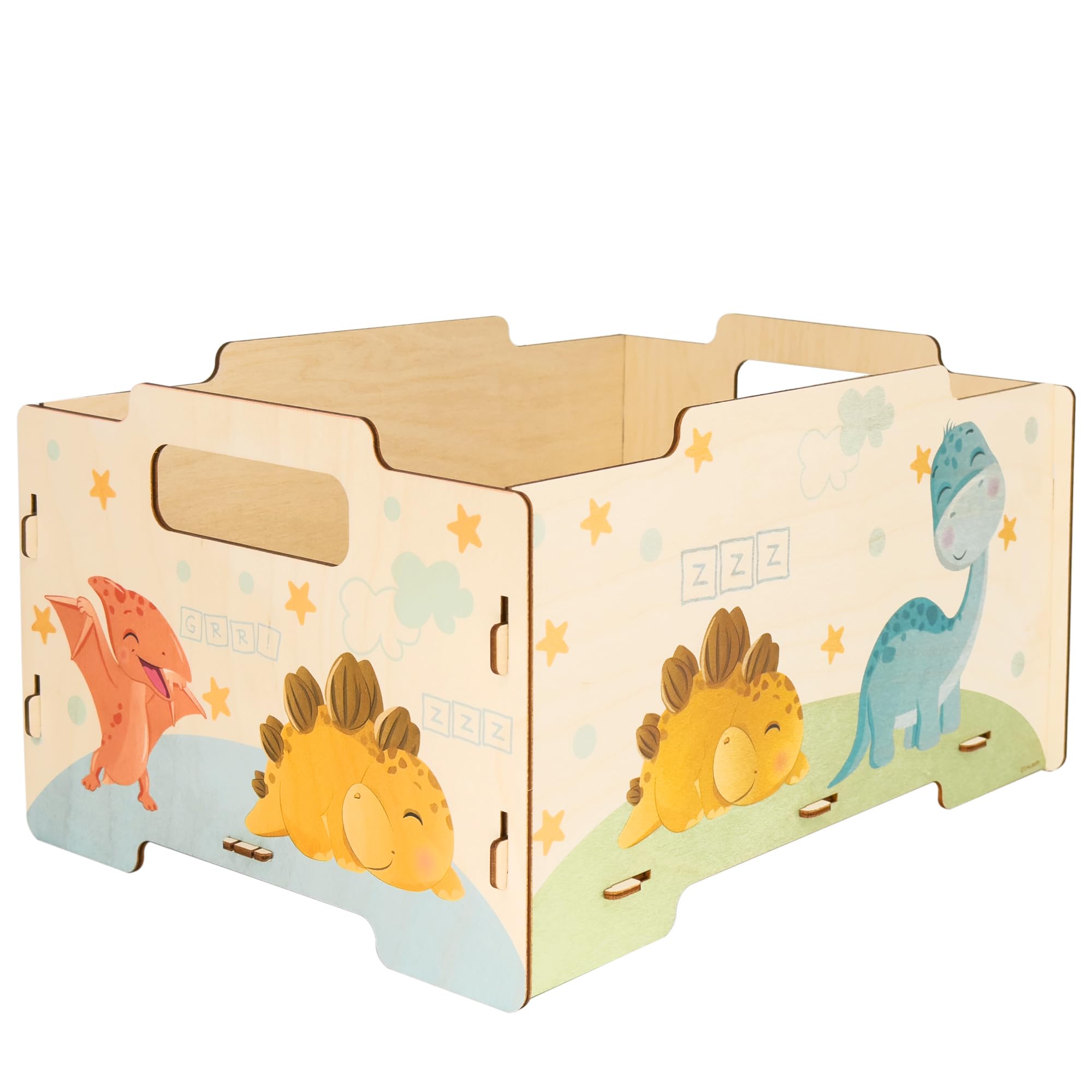 DALBER Caja Almacenaje Madera Infantil, Pack 2 Cajas Organizadoras Juguetes, Apilables con Asas y Reversibles, Almacenamiento Habitación Niños, Baby Dinos, Dinosaurios, Animales | Apilables con asas. Diseño reversible ideal para guardar juguetes, decorar