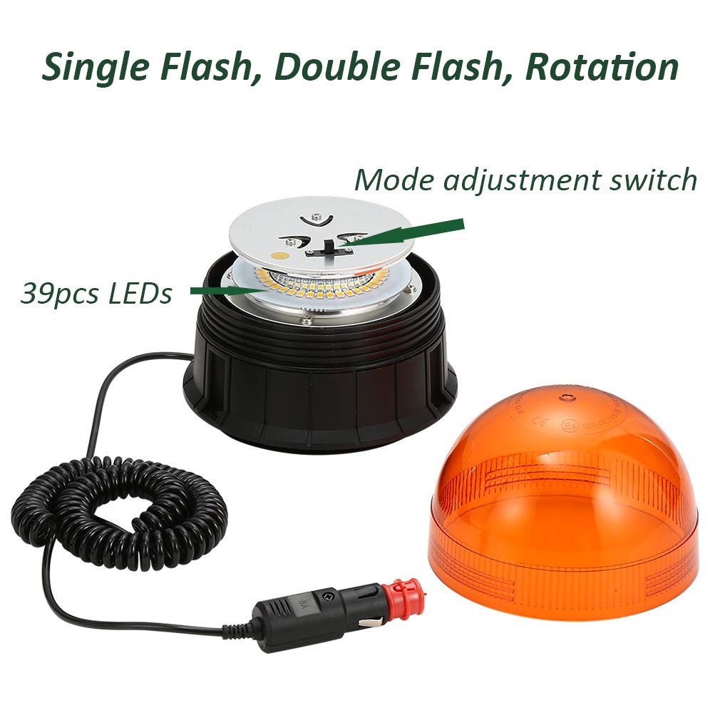 D-TECH LED 12/24V Luz de Advertencia Luz Estroboscópica Rotativo Luces de Emergencia con Base Magnética Homologado para Tractor Camion Vehículo Remolque