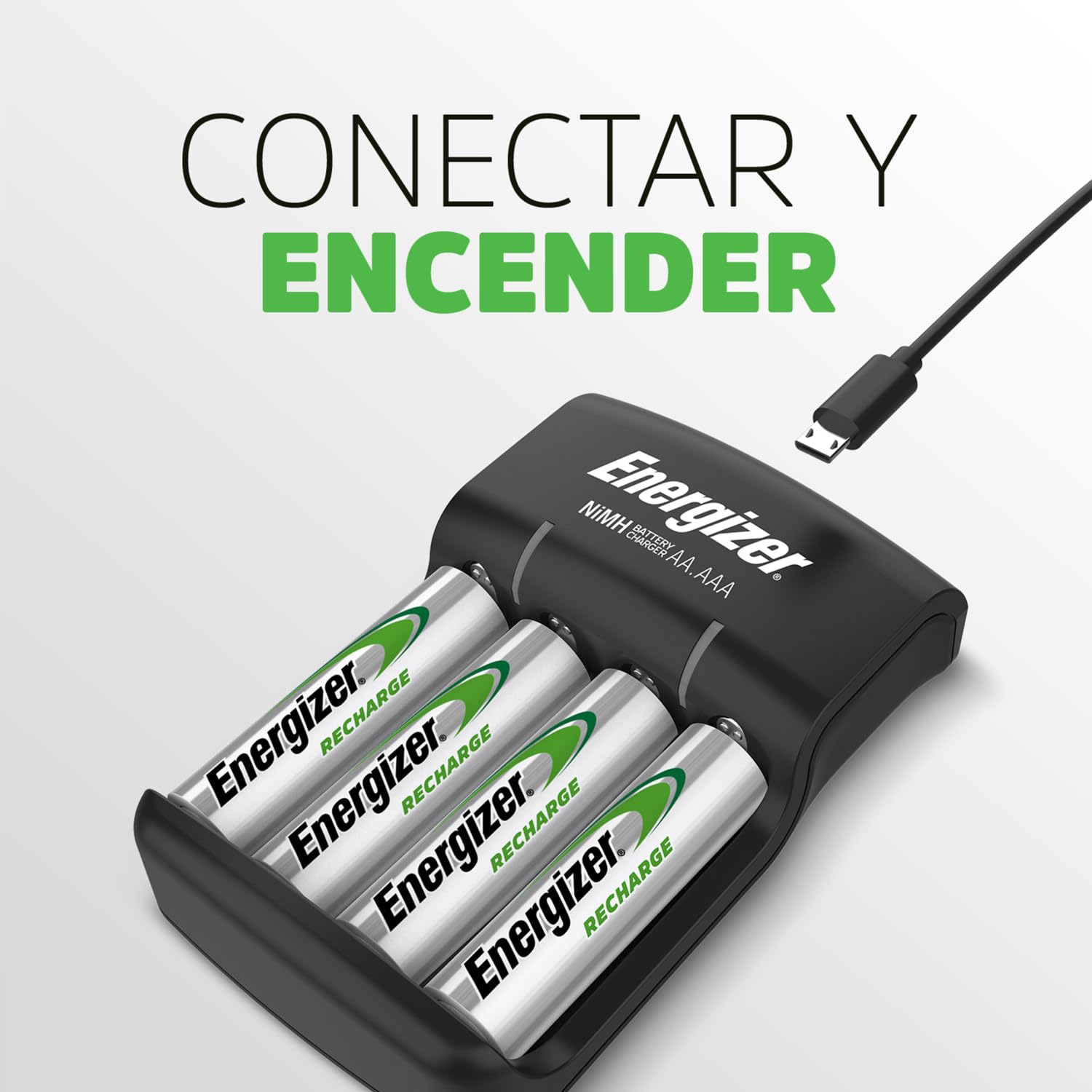 Energizer Cargador Pro - 4 Pilas AA 2000 mAh Incluidas - Compatible con Pila Recargable AAA y AA - Carga rápida en 4 Horas - Apagado automático para la protección contra sobrecarga