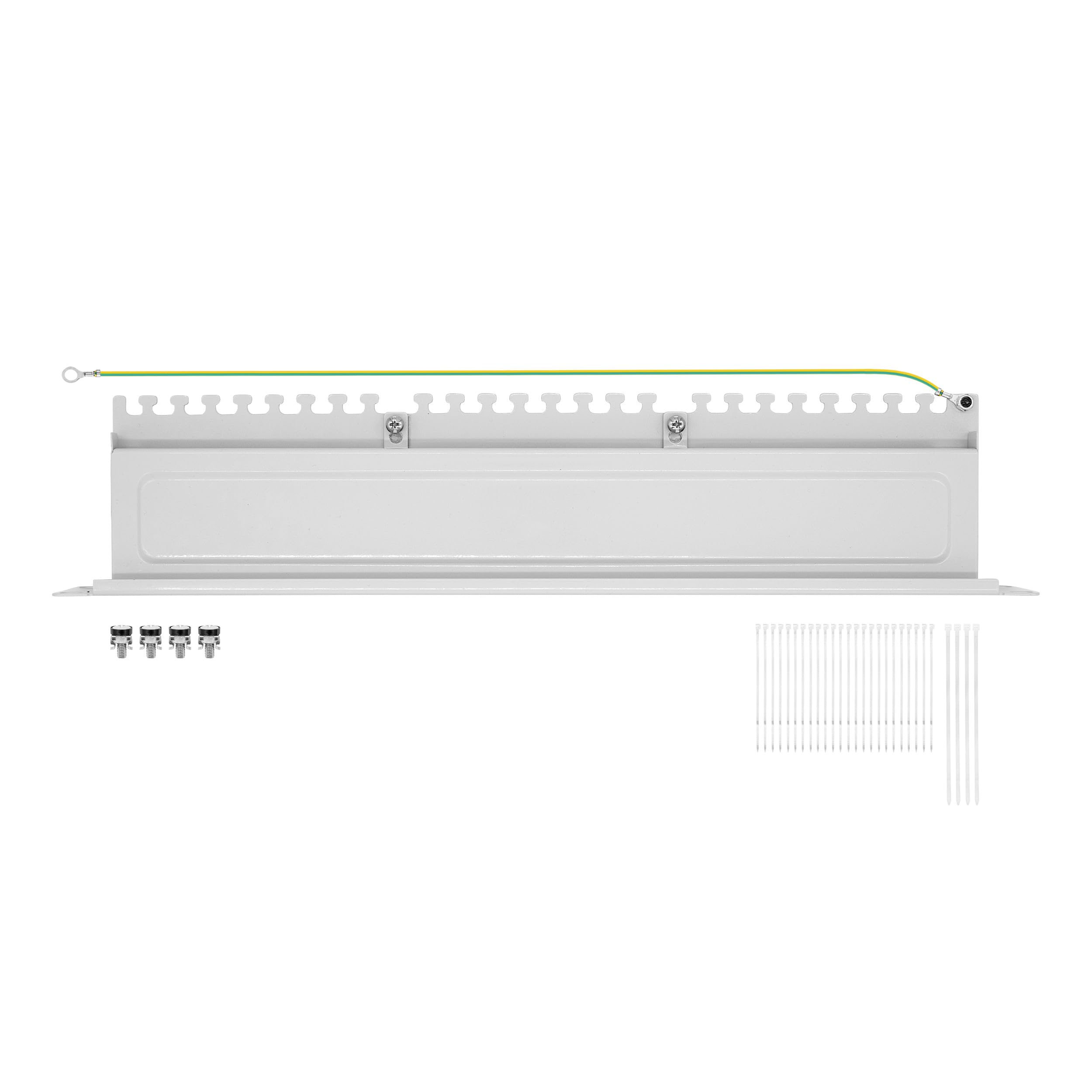 ProfiPatch Patchpanel Patchfeld Cat.6 19 Zoll 24-Port RJ45 geschirmt 1HE | Rackeinbau, grau