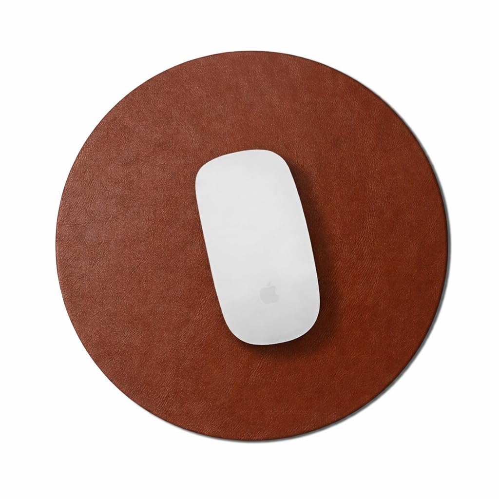 TOTAL HOME Round Mouse Pad, Brown, Vegan Leather, Anti-Slip, Water-Resistant, for Office, Gaming & Study Table-image-9
