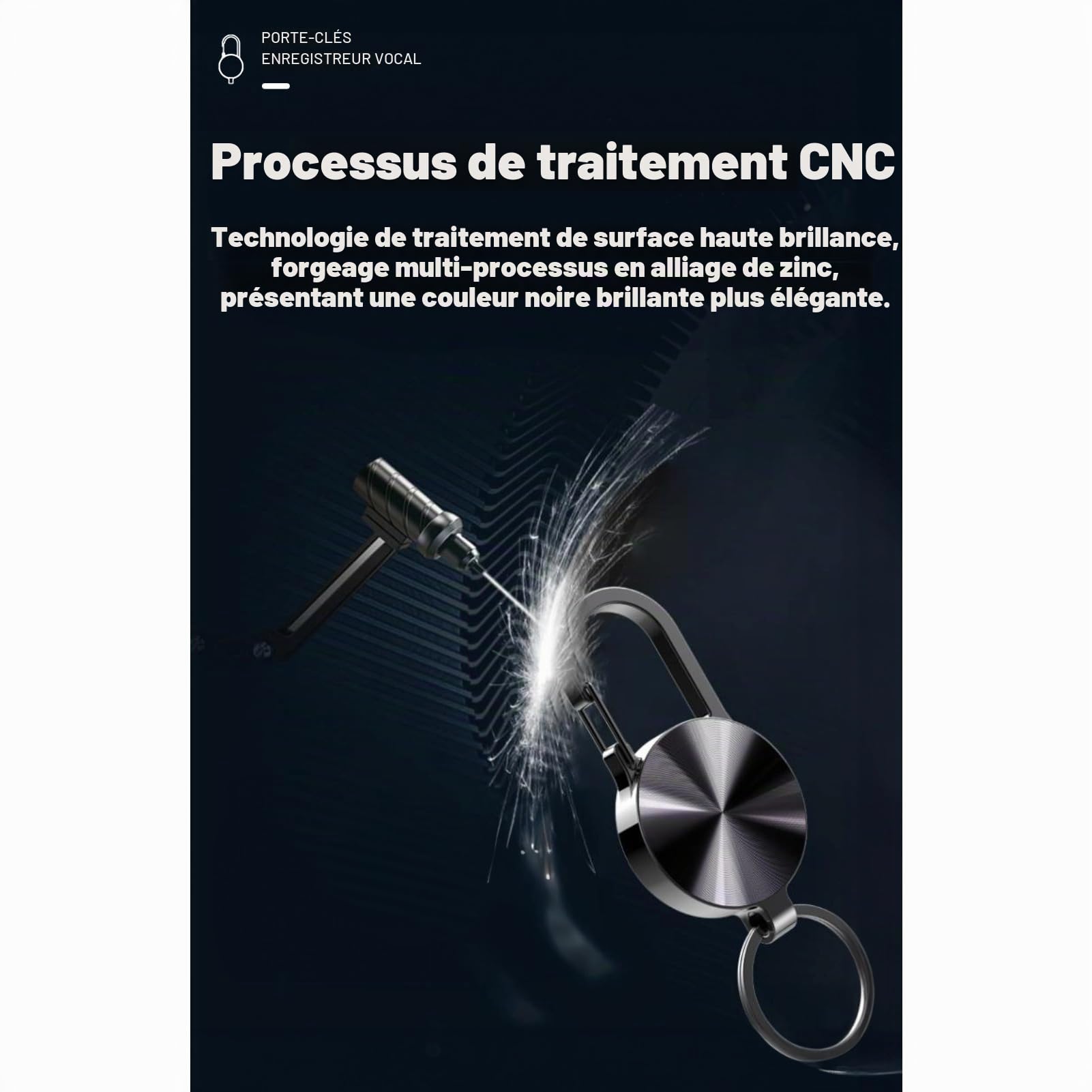 Enregistreur à Commande Vocale, Enregistreur de Poche, Conception de Mini Porte-clés, Réduction du Bruit HD sans Perte, Lecteur MP3, Cadre en Métal pour Réunions éducatives,