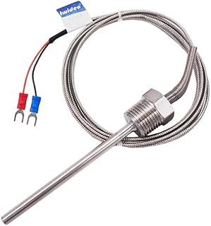 Twidec/2M NPT 1/2"inch (6X100MM) Pipe Thread Temperature Sensor Probe Two Wire Temperature Controller (0~600℃) 304 Stainless Steel K Type Thermocouple MT-205-1/2