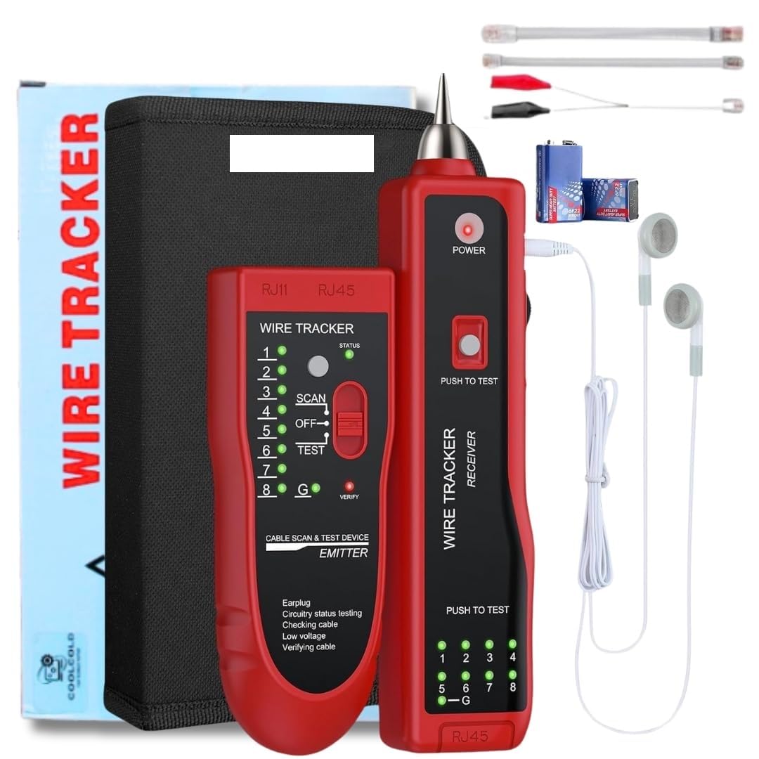 WeFly Lan Tester | Ethernet Wire Tracker | Network Cable Tester | RJ11 RJ45 CAT5/5e CAT6 LAN Wire Portable Line Finder for Miss Wiring Disorder Cable Open and Short Circuit Testing (Red)-picture-18