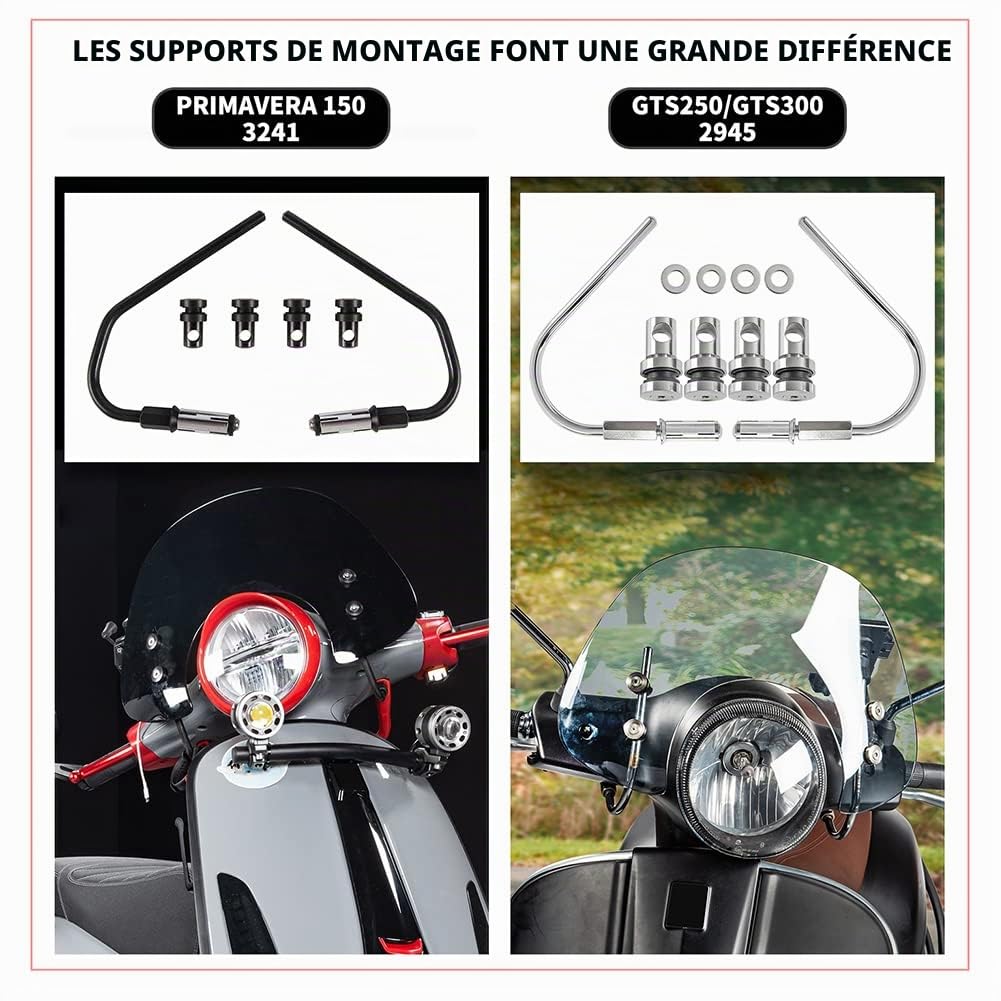 Scooter Pare-Brise Pare-Brise Flyscreen Déflecteurs Visière pour Vespa Primvera 50 125 150 Primavera50 Primavera125 2017 2018 2019 2020 2021 2022 Sport Vélos Pare-Vent (Écran légèrement fumé-court)