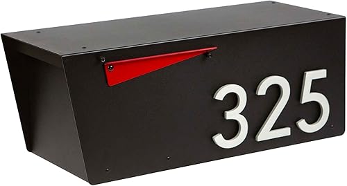 Miniatura 5 de Rusty Design Buzón moderno montado posteriormente con números de dirección personalizados, tamaño pequeño #HC100 (sin números de dirección)