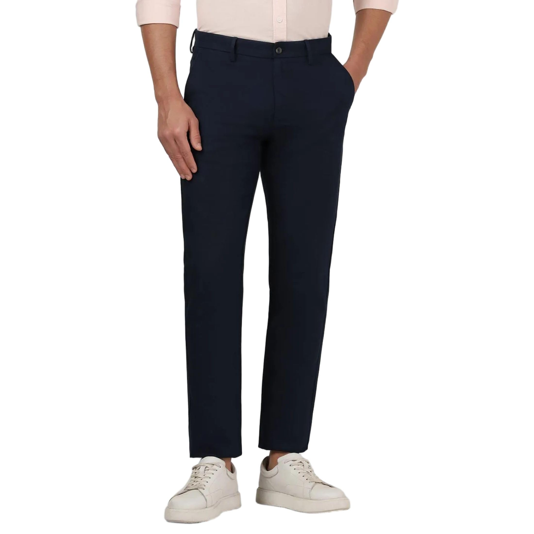 blackberrys Men's Cotton-Blend Solid Slim Comfort Formal Trousers-picture-31