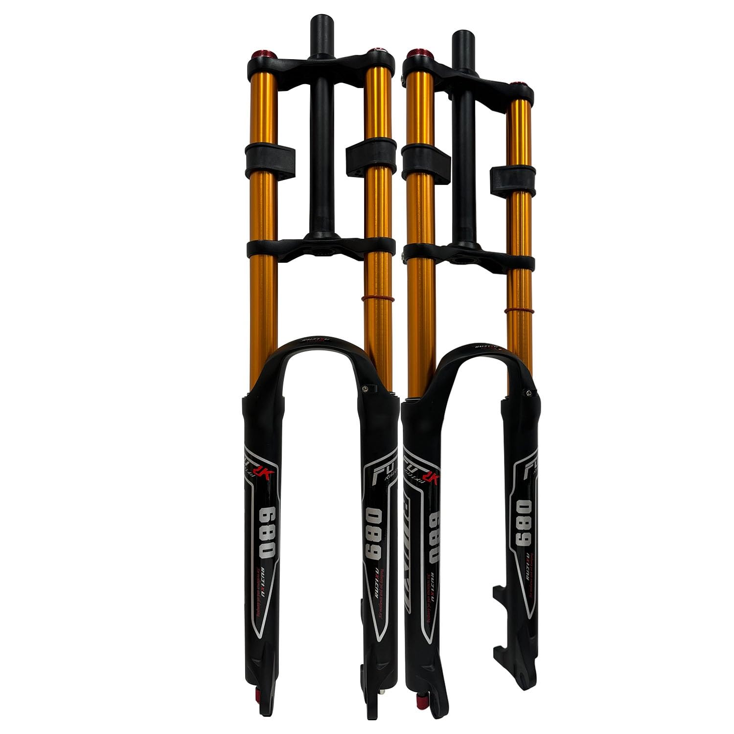WIQUYBML Mountain Bike Suspension Fork 26 27.5 29in Downhill Air Disc Brake Front Forks Straight Tube 28.6mm Quick Release 9 * 100mm QR Travel 180mm Rebound Adjust(Gold,27.5in)