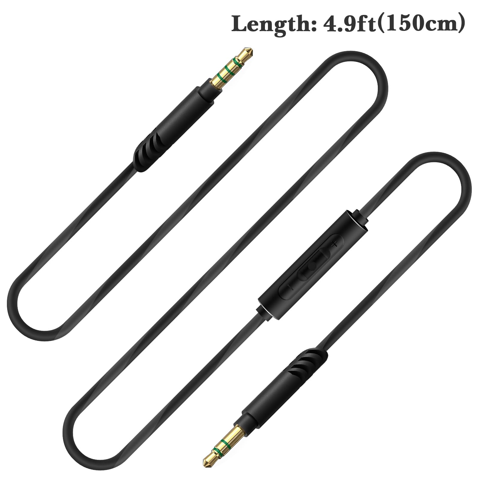 Linkidea Audio Cable with Mic for Soundcore Life Q20/Q30 Space Q45 H30i, ATHWS990BT WS660BT Headphones, 3.5mm to 3.5mm Replacement Aux Cord (4.9 ft / 1.5 m)