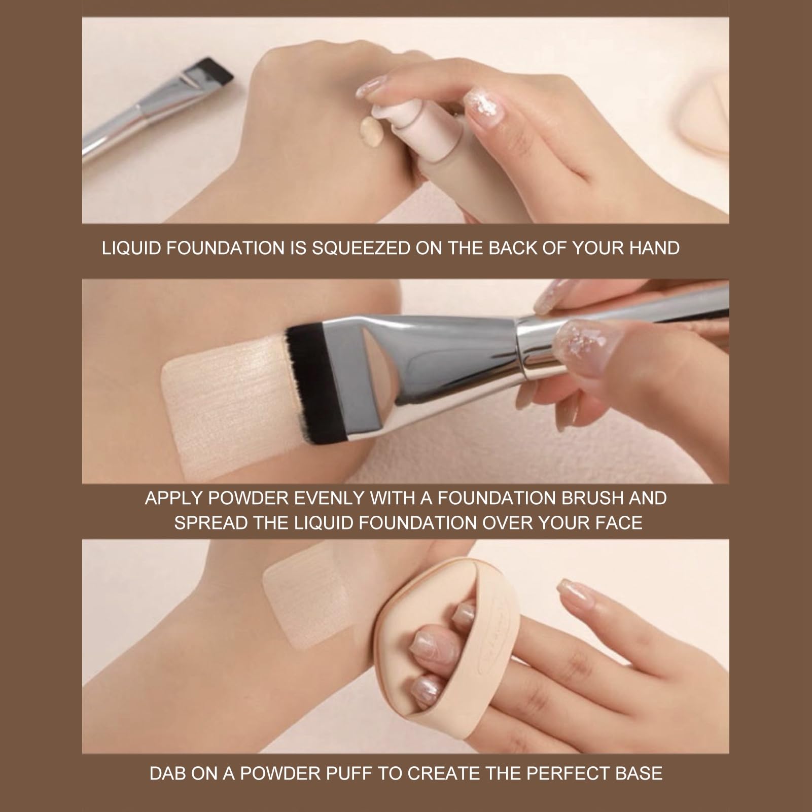 Niiyen 4 Piece Liquid Foundation Brush Fluffy Hair Adjustable Brush Flat Brush for Applying Mud Mask Extension Brush Multi Angle