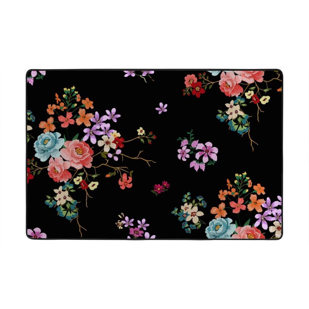 Tapis motif floral en velours corail CHEHONG : finie la perte de poils dans votre salon