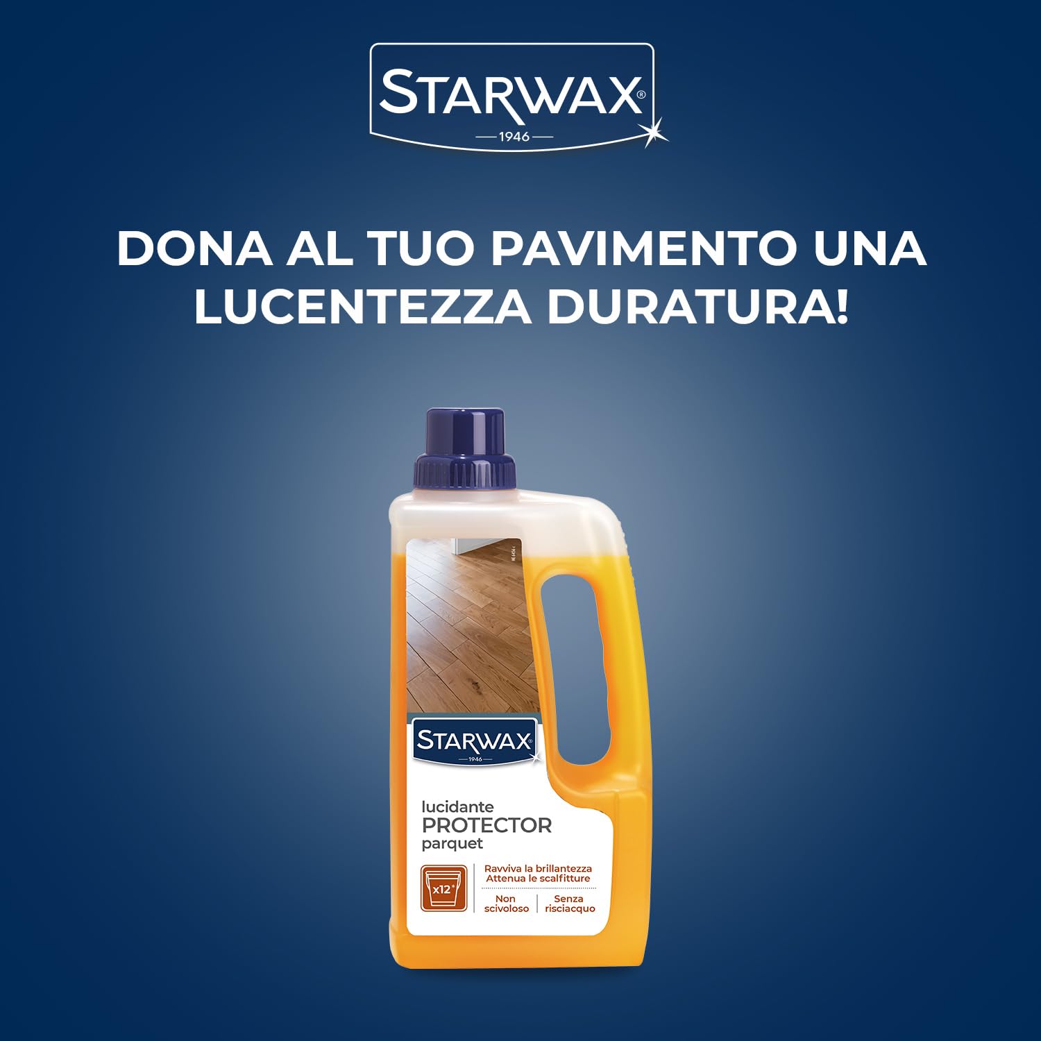 STARWAX - Lucidante protector parquet e laminati - Pulisce e ravviva la brillantezza - Non scivoloso - Senza risciacquo - 1L - fino a 750m²