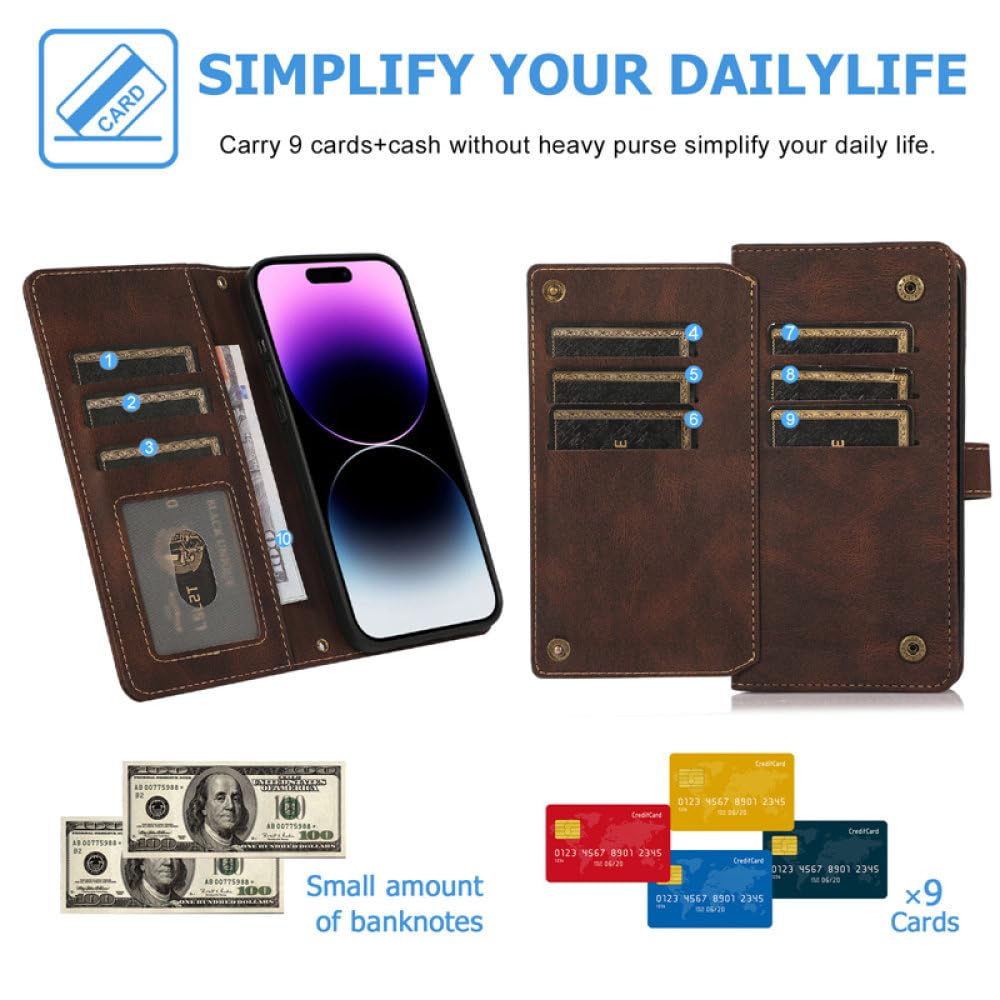 Skórzany portfel na telefon typu crossbody do Samsung Galaxy A73 A53 A33 A72 A52 A42 A71 A51 A70 A50 A40 A30 Pokrowiec na smycz na karty, czarny, do Samsung A22 (5G)