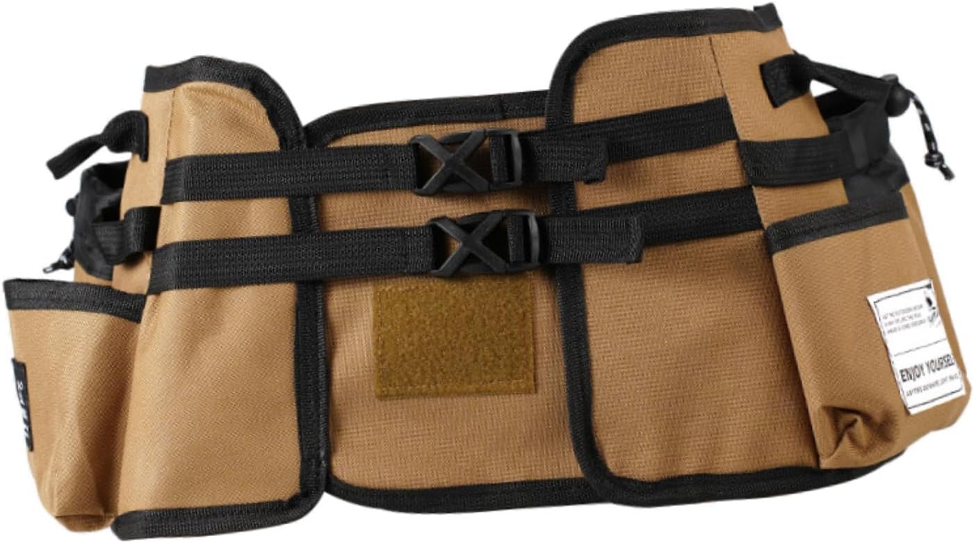 Tool Bag for Stool Folding Stool Cover Oxford Cloth Tool Organizer with Handles Stool Sleeve Tool Pouch for Camping Fishing, Black(Khaki)