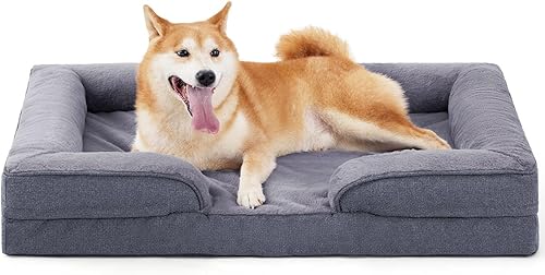 Made4pet - Cama grande para perro, sofá ortopédico de espuma para perros, sofá cama para mascotas de 38 pulgadas con funda impermeable lavable,