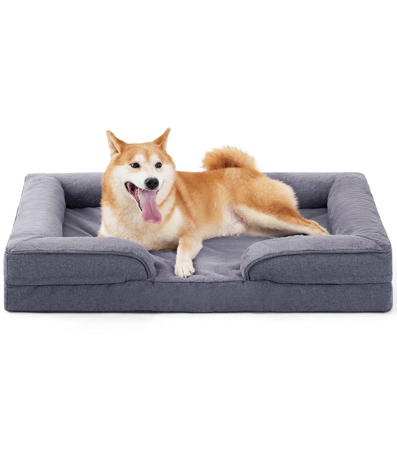 Made4pet Large Dog Bed, Orthopedic Dog Sofa Egg-Crate Foam 38" Pet Couch Bed with Washable Waterproof Cover,Gray