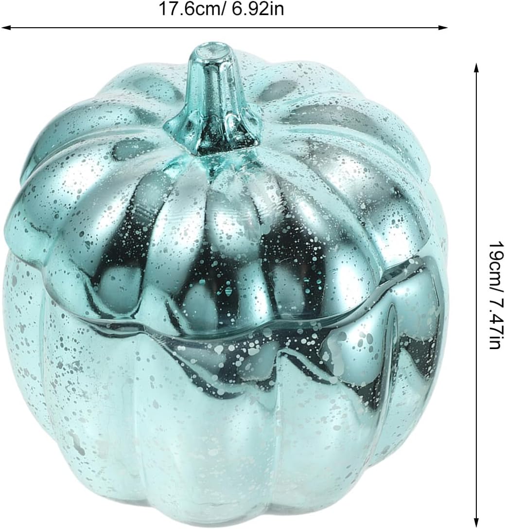 Glass Pumpkin Jar with Lid, Decorative Candy and Sugar Storage Container, Glass Kitchen Canister for Fall and Halloween Snack Organization