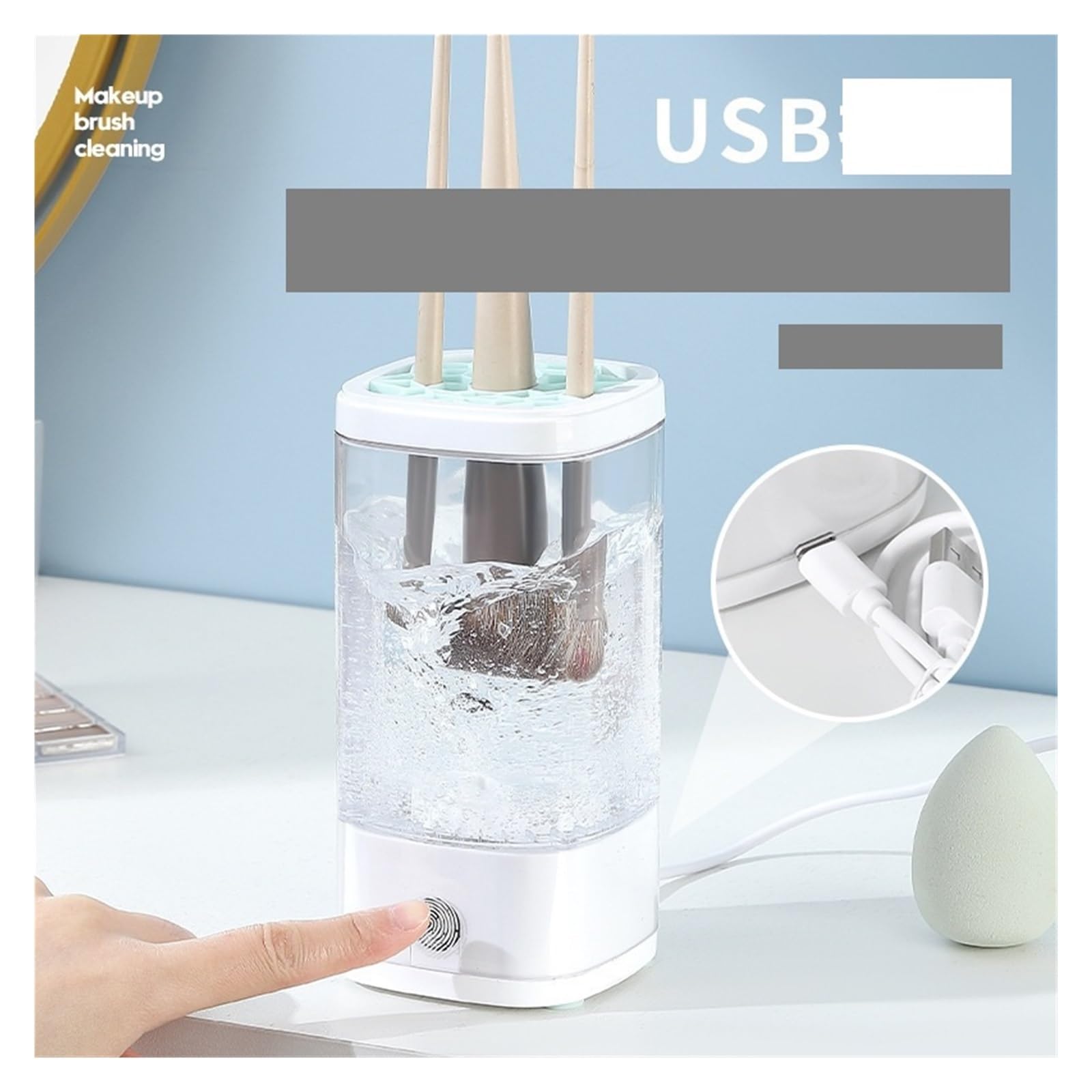 Convient pour nettoyeur automatique de pinceaux de maquillage avec boîte de rangement – pour éponges, houppettes et outils de beauté – Cadeau idéal pour les femmes et les maquilleurs