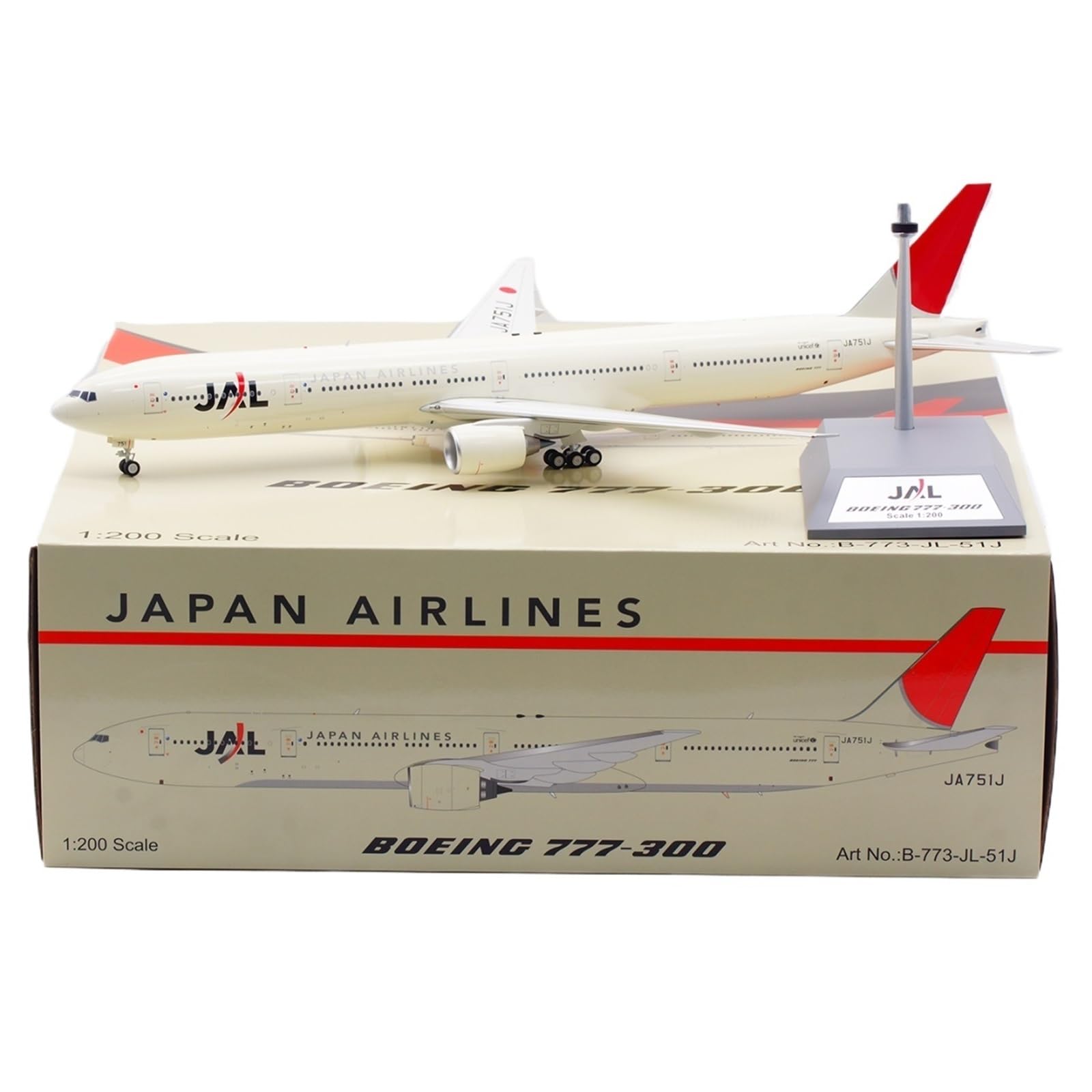 Model redukcyjny samolotu Miniaturowy Samolot Pasażerski 36 Cm 1/200 Dla Japan Airlines Modeli Samolotów Statycznych Do Boeing 777-300 JA751J Model lotniczy Replika samolotu
