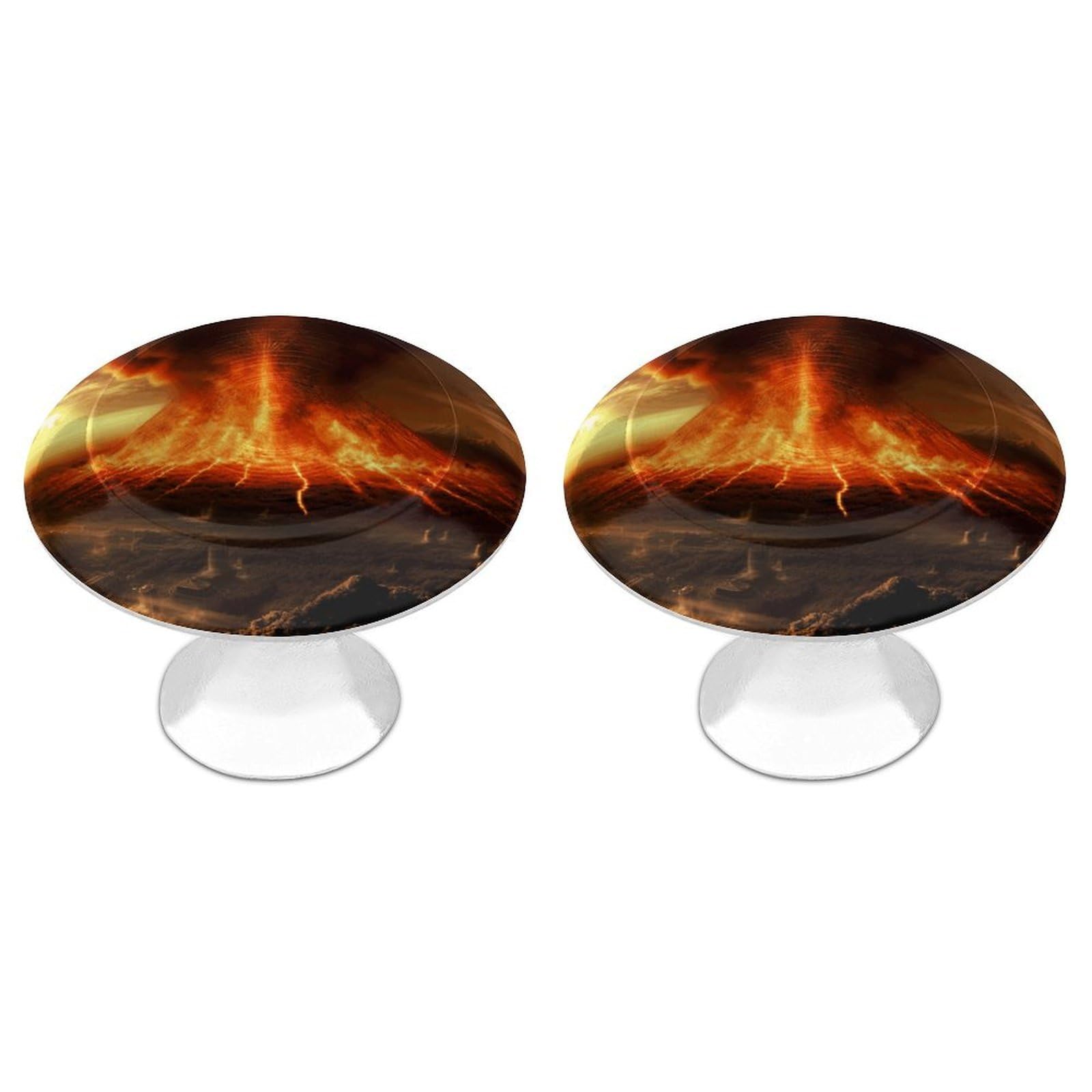 FekiLoot Volcano Cabinet Knobs for Kitchen Ornament, Round Zinc Decorative Drawer Pulls for Cabinets Trendy, Dresser Drawers Pulls Bathroom Dresser Knob with Screw