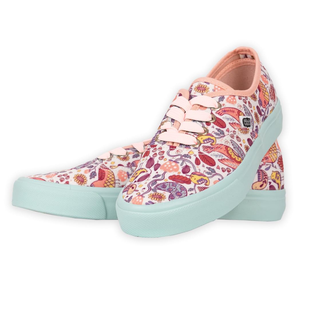 Alicia Souza | Canvas Sneakers | Rubber Sole | Metal Eyelets | Illustrated Insole | Comfortable | Lightweight | Casual & Fashionable | Comes with Extra Pair of Laces | (Bird Flow Sneakers, 4) (B0CKL1XK11) Amazon Price History, Amazon Price Tracker