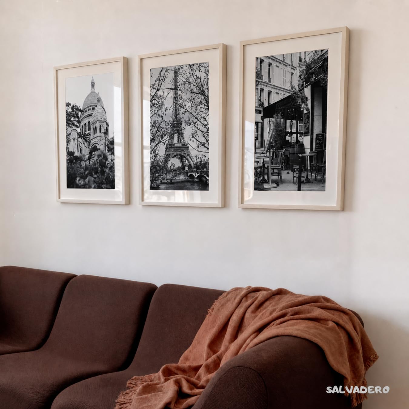 SALVADERO Lot de 3 Affiches Paris – Café – Poster Photos Noir et Blanc – Décoration Chambre Salon Bureau (Paris Café, 70L x 50l cm)