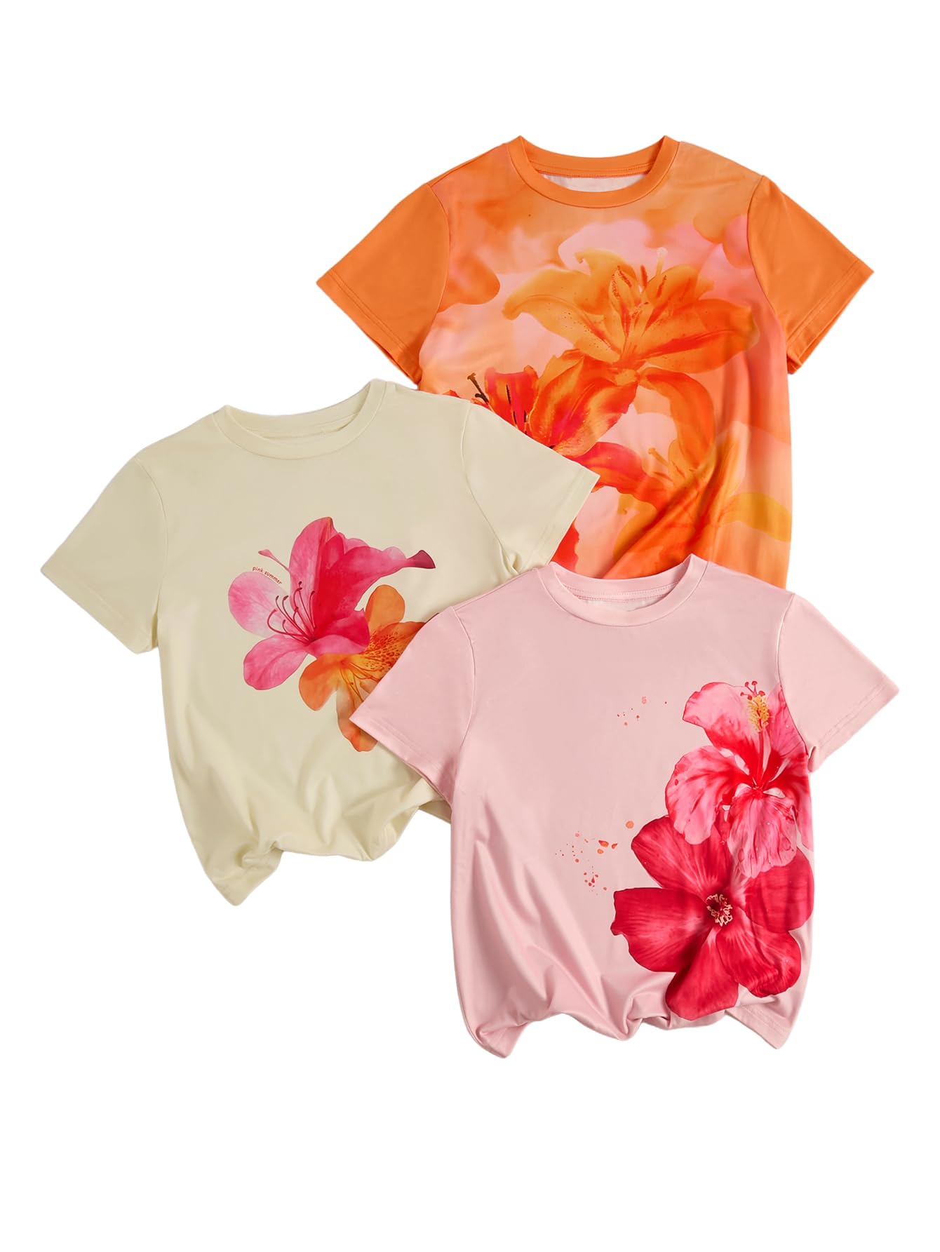 RoseSeek Girl's Shirts 3 Packs Graphic Tees Short Sleeve T Shirt