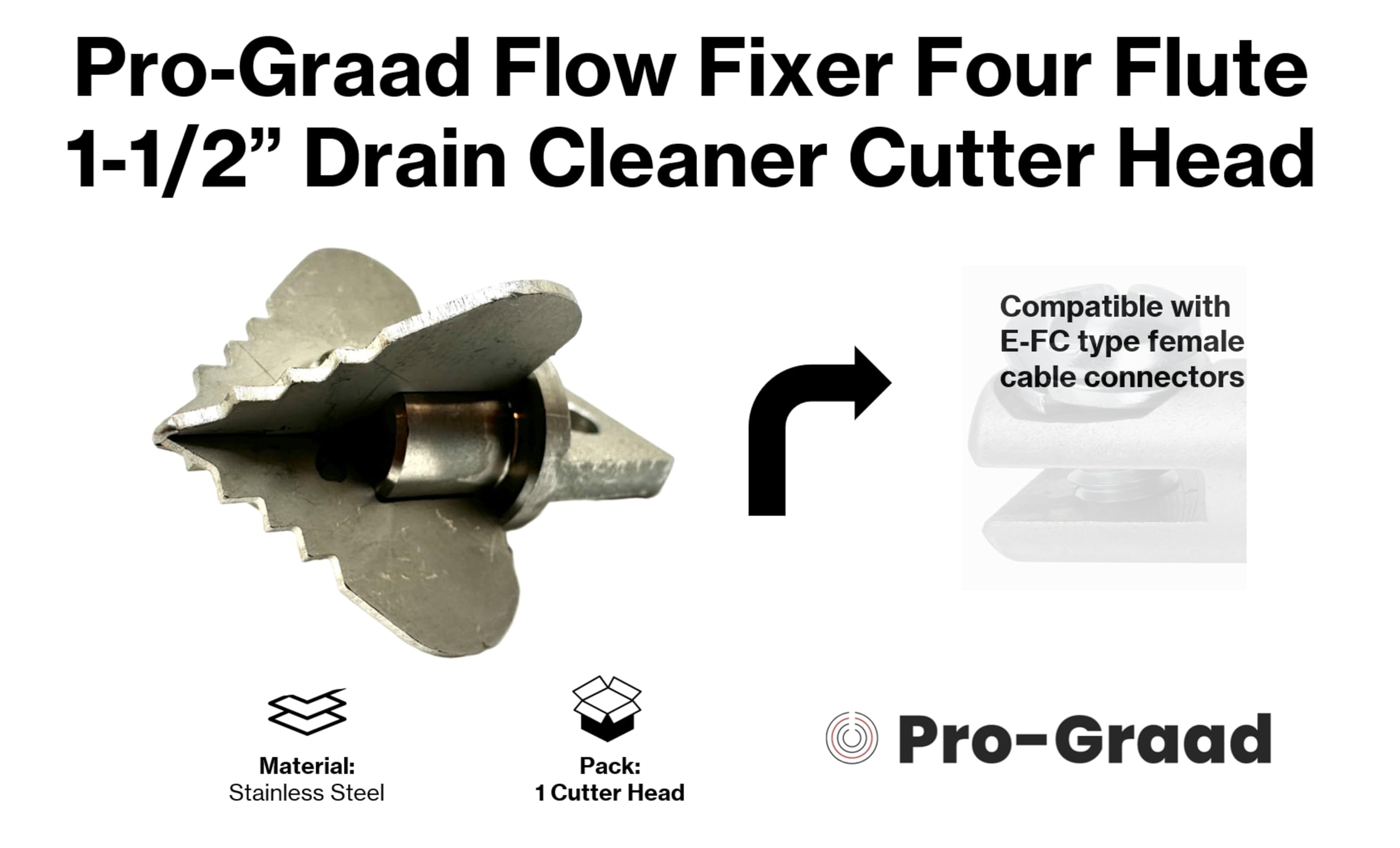 Pro-Graad Drain Cleaner Plumbing Snake Cutter Head