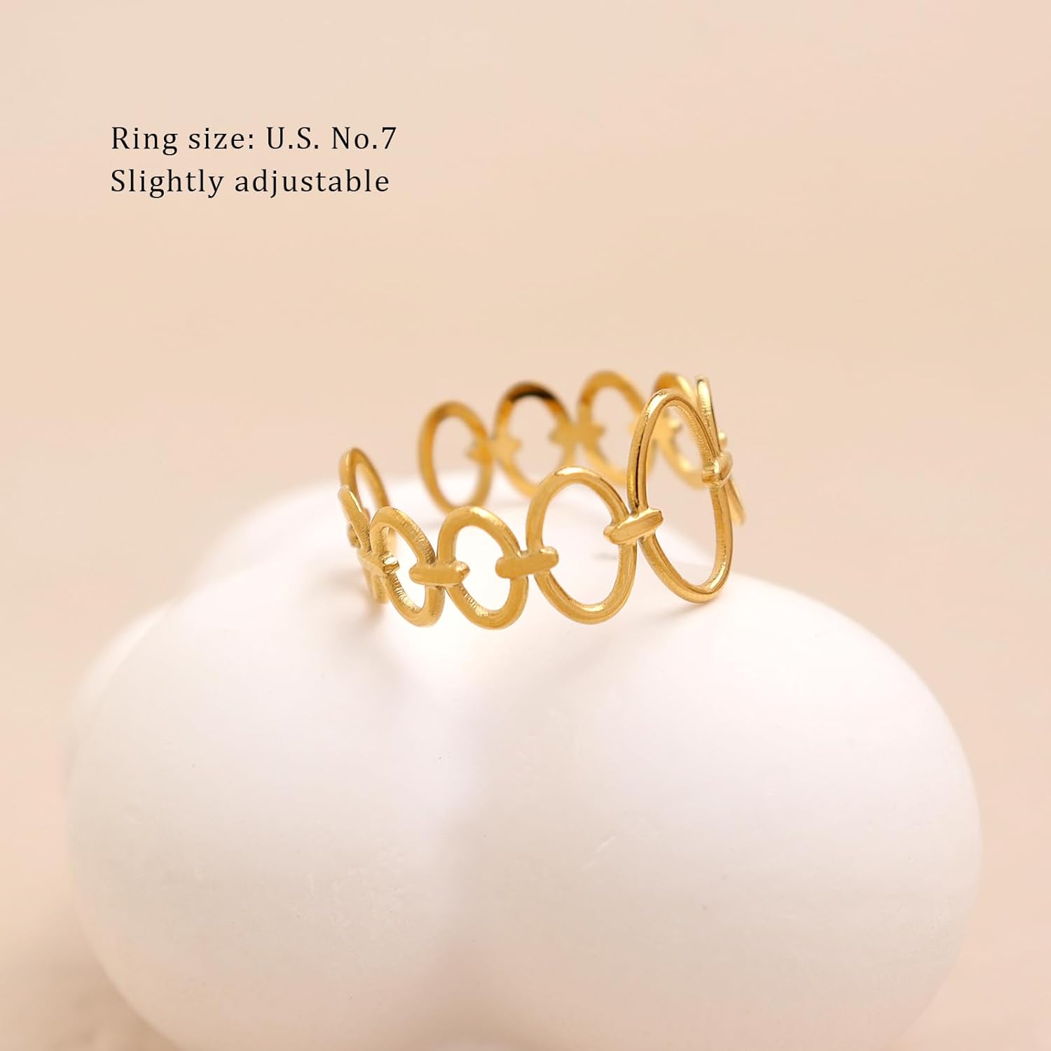 Gold Open Ring for Woman,Trendy Minimalist Hollowed Adjustable Finger Rings Prom Anniversary Fashion Jewelry Birthday Gift - Image 3