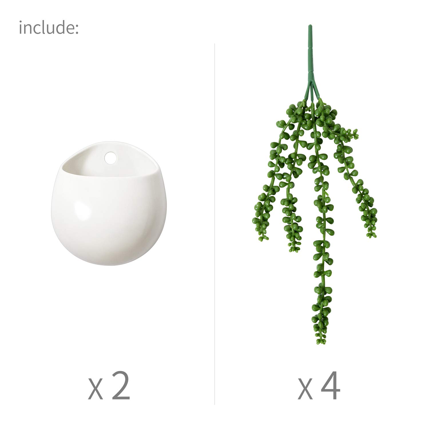 Dahey Lot De 2 Pots De Fleurs Muraux Avec Fausses Perles