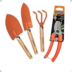 Kit Para Jardinagem Com 4 Pe?as - Tramontina - Ancinho - Pazinha Larga - Pazinha Curta - Tesoura de Poda