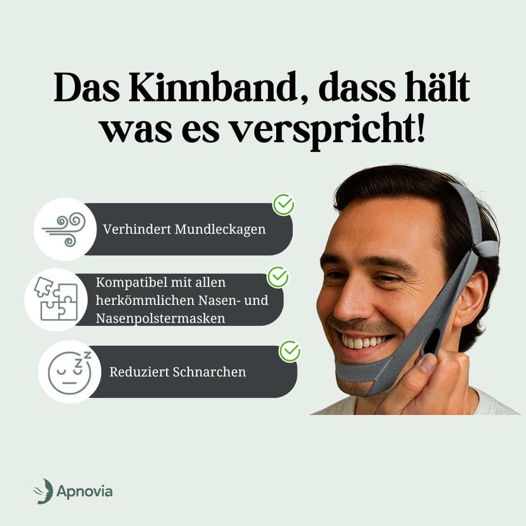 Kinnband, Kinnband für CPAP Benutzer, Behandlung von Schlafapnoe und Schnarchreduktion, Verminderung von Mundleckagen, Kinnband Schlafapnoe