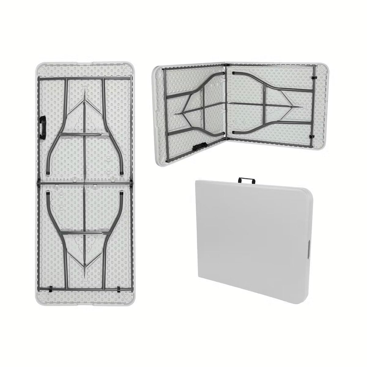 Nyana Home - Mesa Plegable Resina Reforzada Portátil y Segura | Ideal para Camping, Jardín y Eventos | Estructura de Acero y Pies Antideslizantes | Carga hasta 150kg (150x70x74 cm)