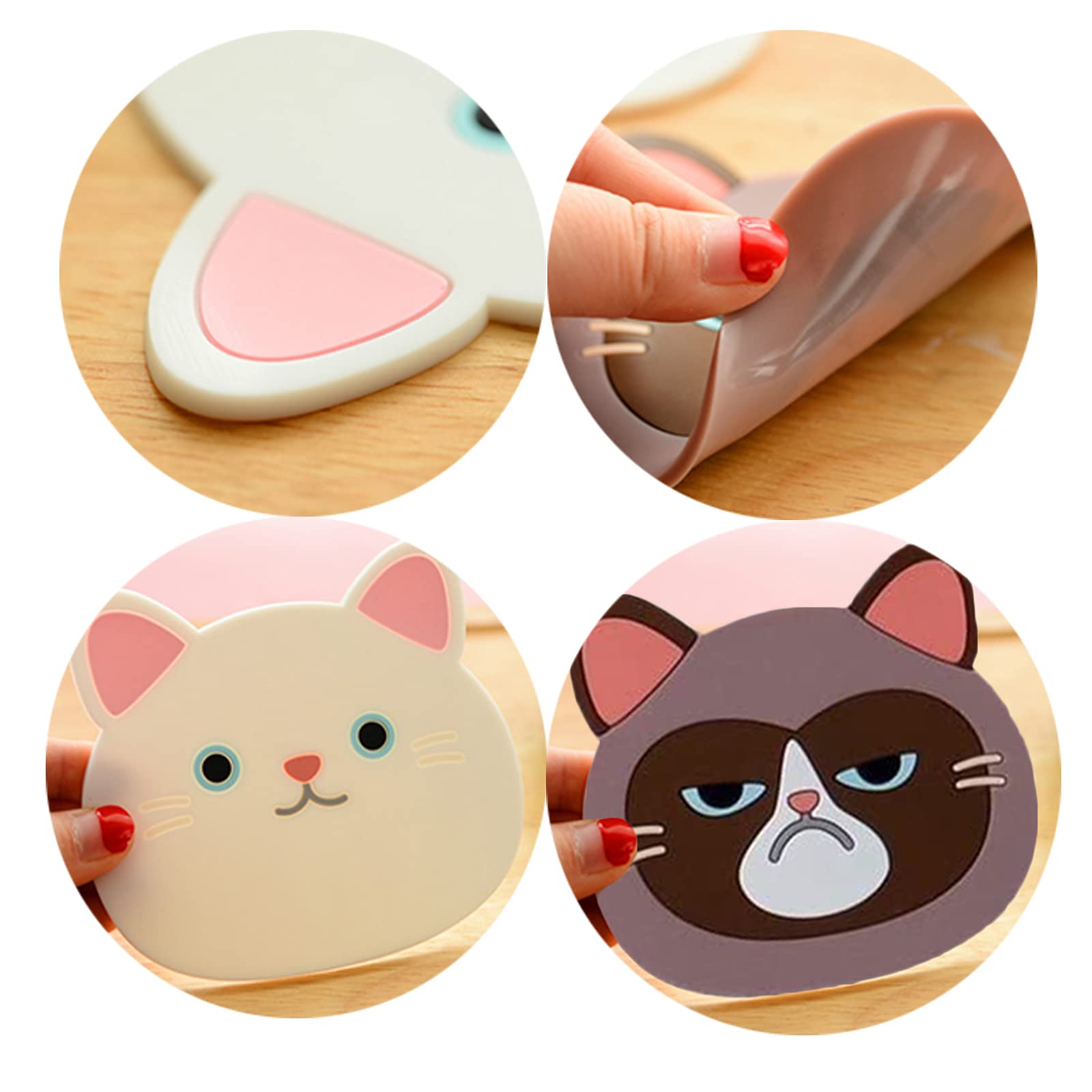 Posavasos De Gato De Gel De Sílice - Pack De 5, Antideslizantes, Resistentes Al Calor, Fáciles De Limpiar