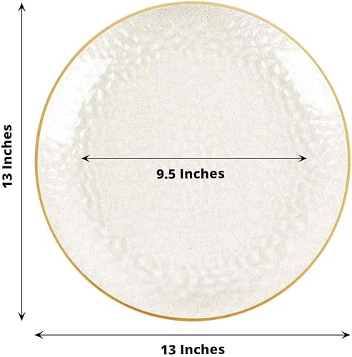 Miniatura 43 de Efavormart - Paquete de 10 platos redondos de plástico martillado transparente de 9 pulgadas para aperitivos de postres con borde dorado, plato