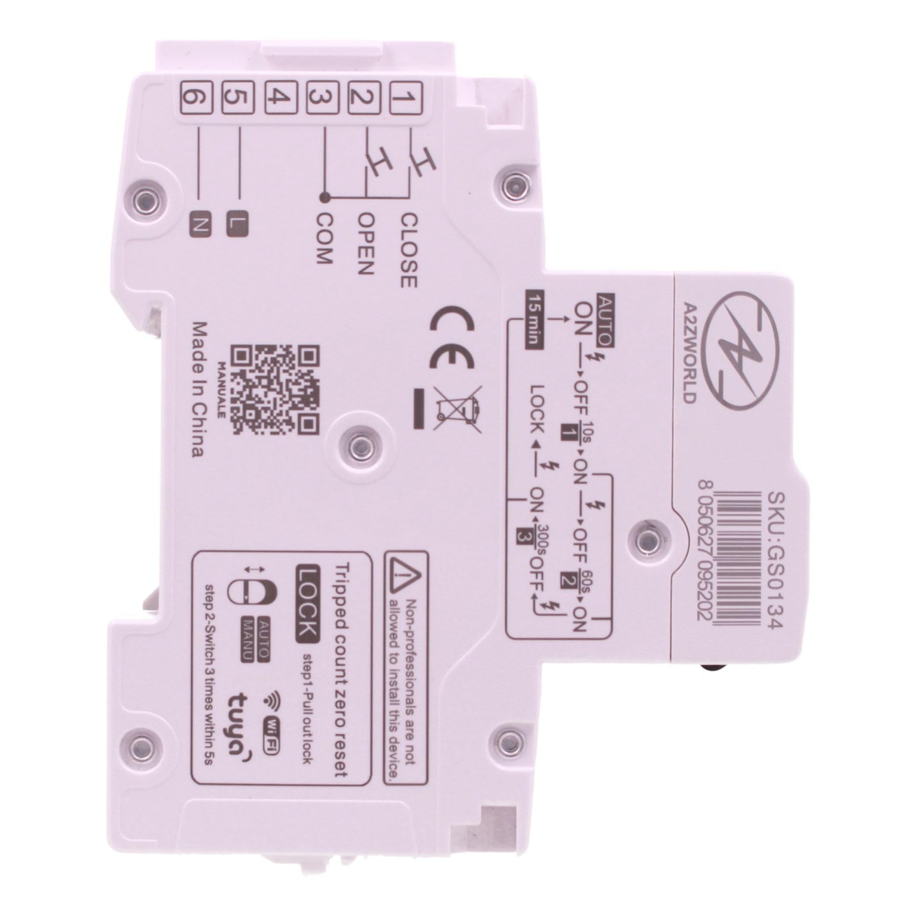 Interruptor Diferencial WiFi Tipo F 63A 300mA Autorrearmable, APP Tuya Smart Life, 1P+N 6kA, 3 Módulos, Selectivo 0,3A, Control Remoto