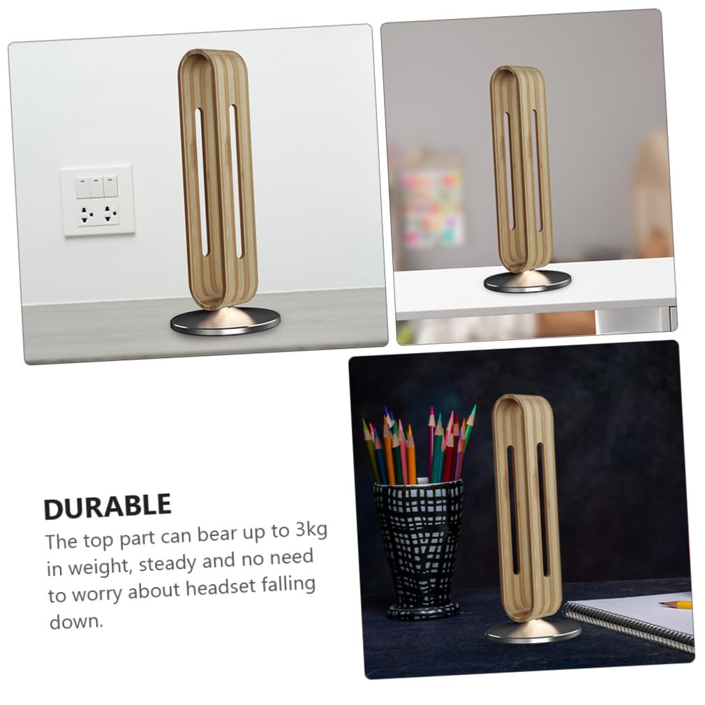 Supporto per Cuffie da Tavolo in Lega di Alluminio, Bamboo | Struttura Base Antiscivolo, Regge Fino a 3kg, Protegge Piano da Graffi