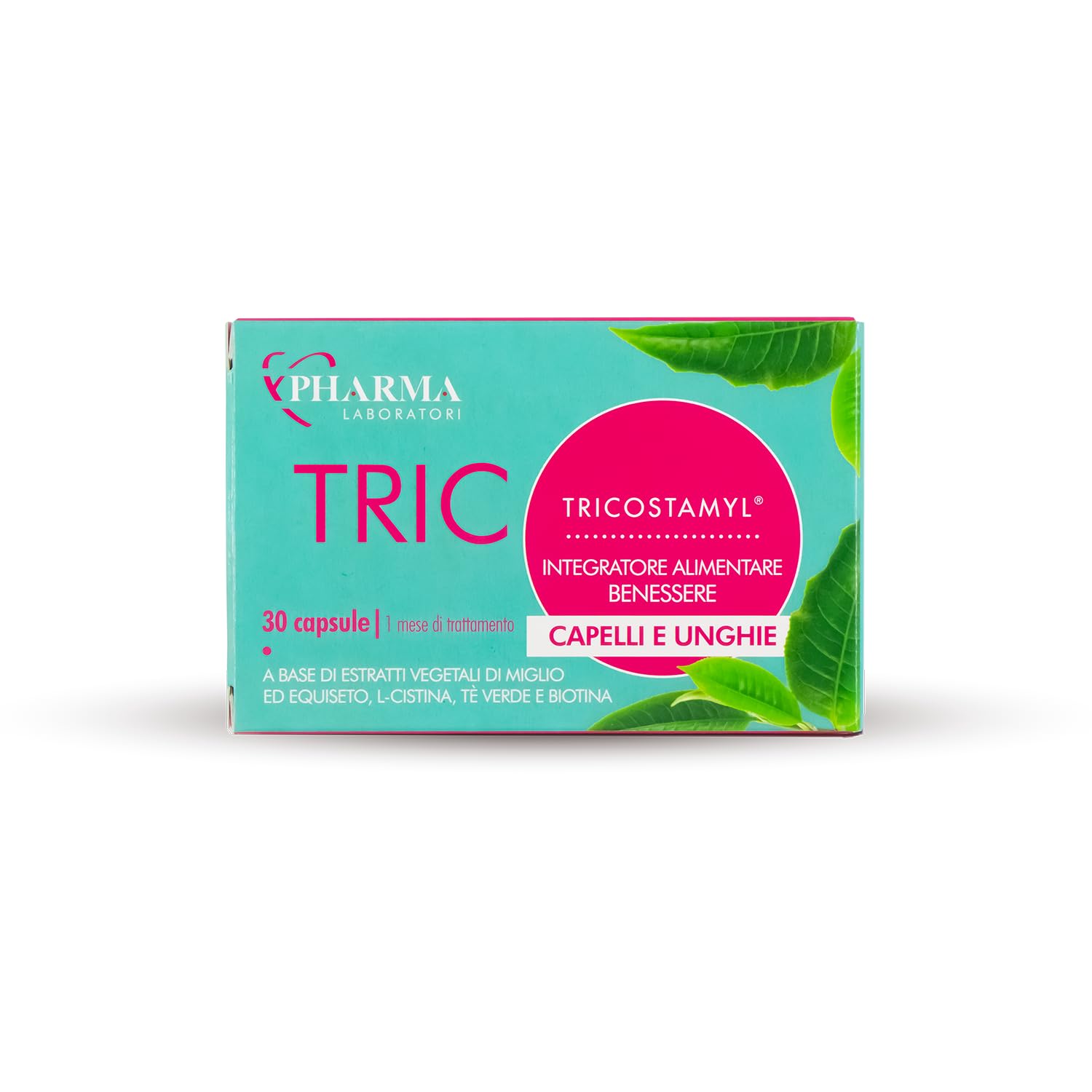 YPHARMA Integratore Tricostamyl Capelli e Unghie 90 Capsule per la Salute di Pelle, Capelli e Unghie con Biotina, Zinco, Estratto di Miglio e Estratto di Equiseto