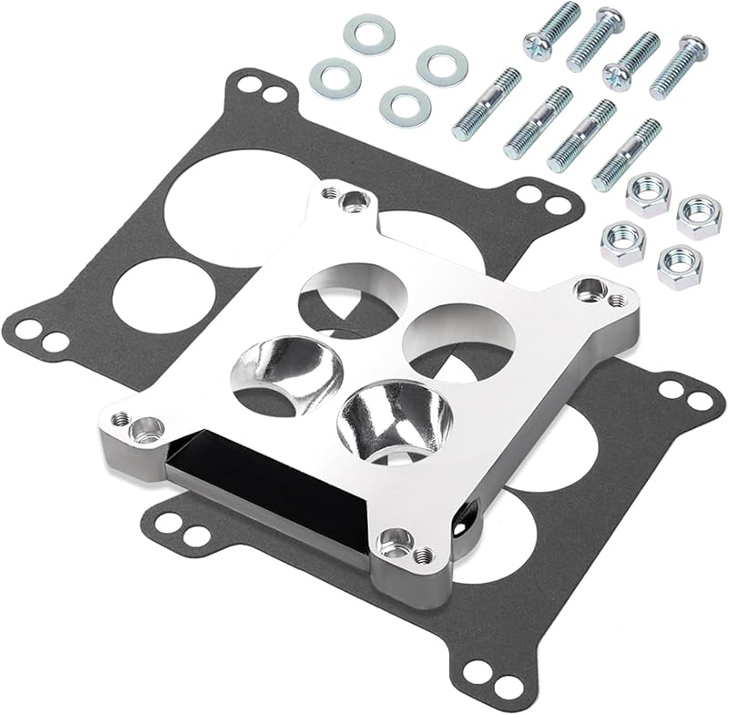 Adaptador de carburador Edelbrock 2696 em alumínio, square bore para spread bore – Kit com juntas e fixadores