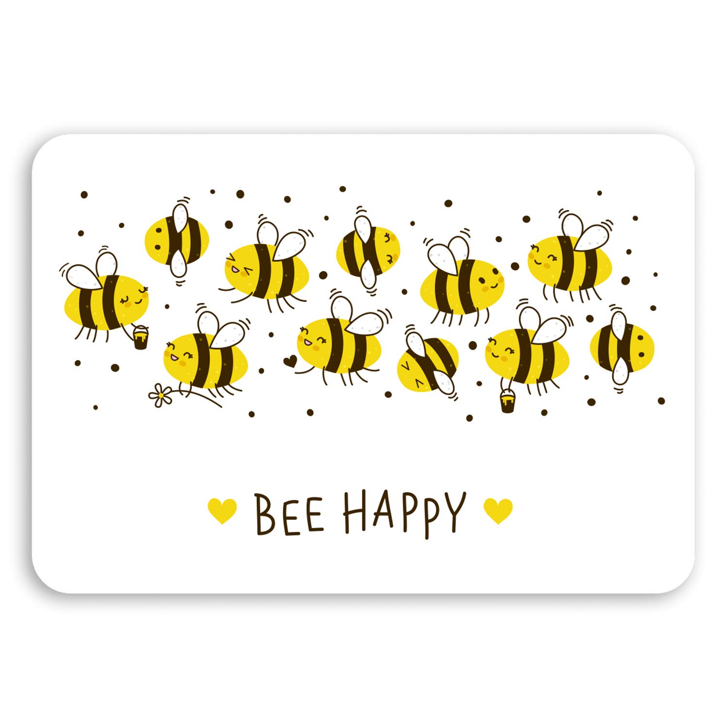 Destination Vinyl Ltd Multi 2 X 10Cm Be Happy Bees Vinyl Stickers - Bumble Bee Cute Laptop Sticker #31988 (10Cm Wide)