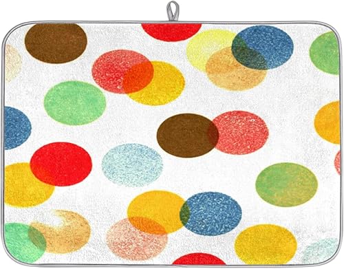 Miniatura 1 de Polka Dots Pattern Dish Drying Mat 16x18 Inch Absorbent Reversible Microfiber Dish for Kitchen Coffee Bar Countertop