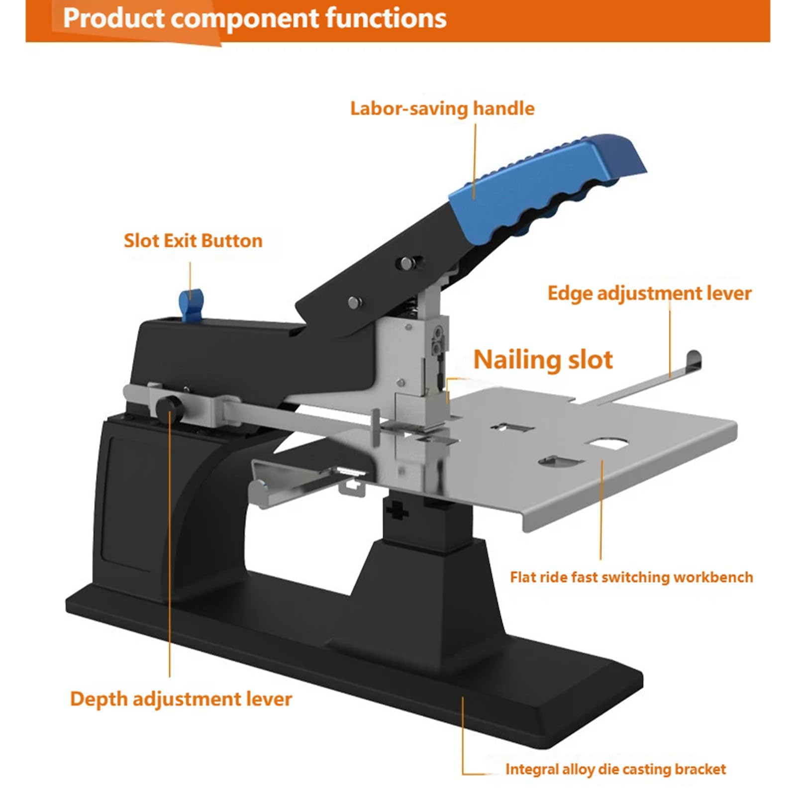 Grapadora manual de puntada de sillín resistente, grosor de encuadernación de 6,5 mm, modos de grapado plano y de sillín, ideal para oficina y uso doméstico, herramienta de encuadernación de papel